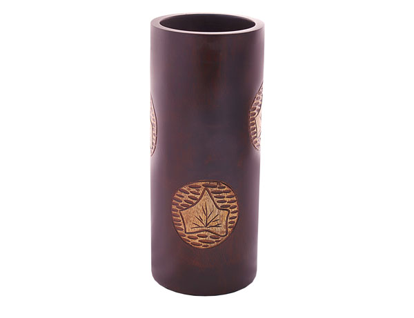 گلدان چوبی استوانه ای طرح برگ 