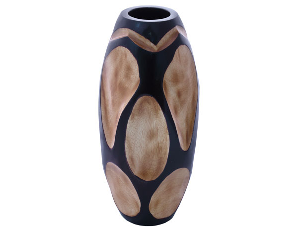 گلدان چوبی خمره ای طرح سنگی