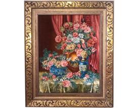 تابلو فرش ابریشم دستباف طرح گلدان